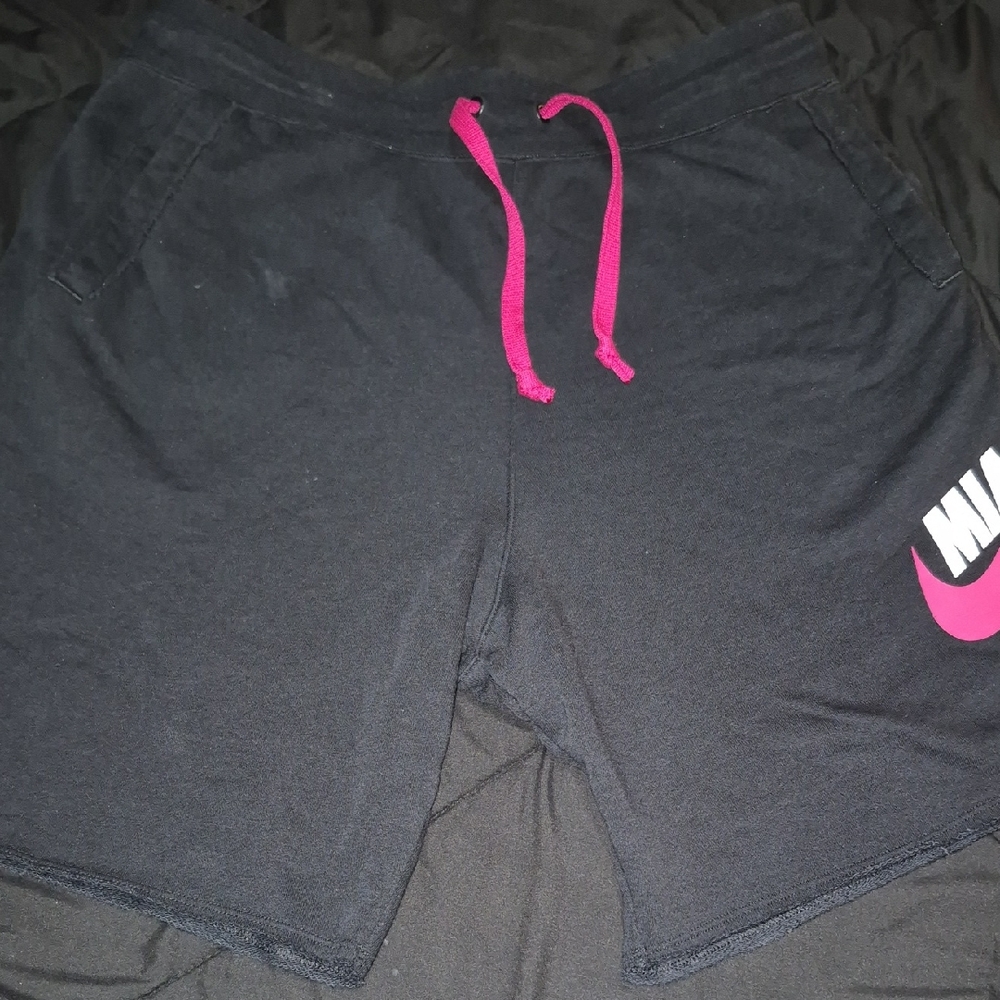 Nike Women's Black Shorts with Pink Accents